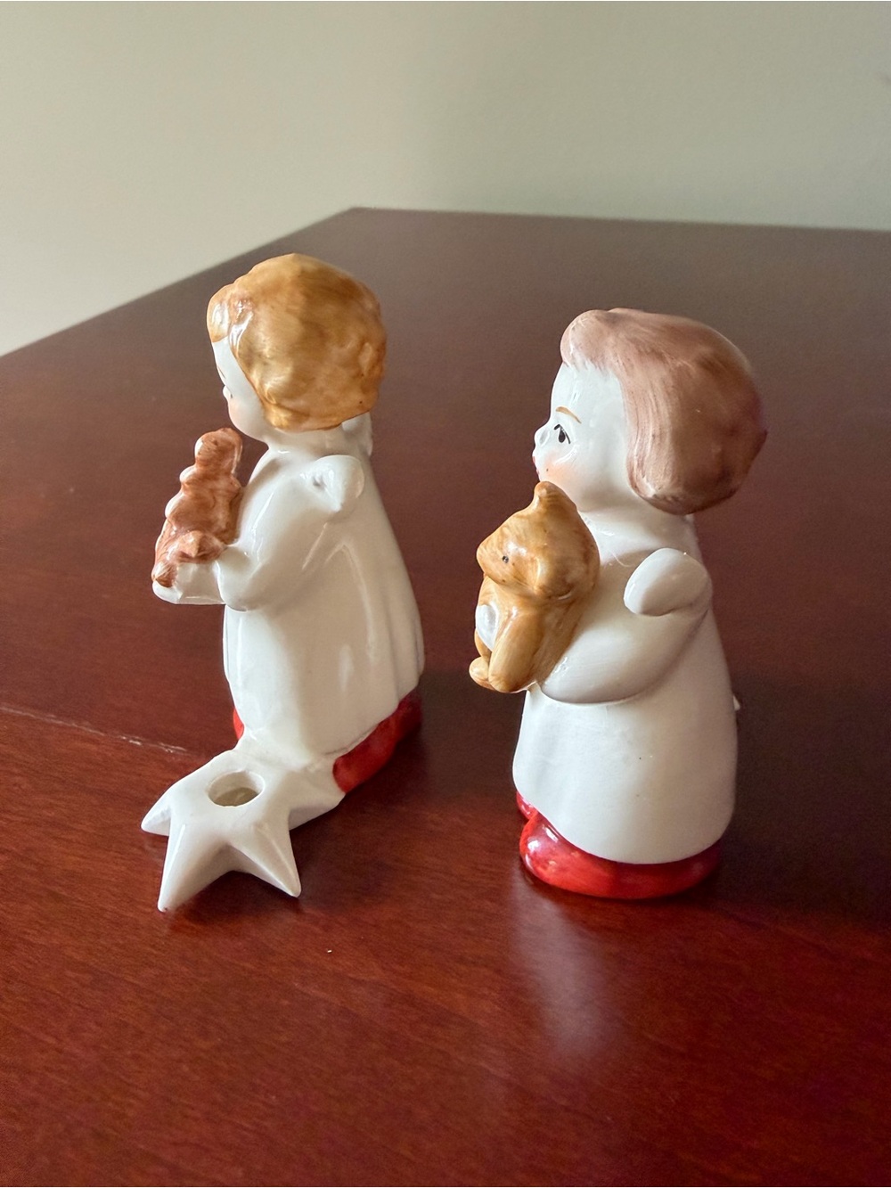 GOEBEL Ceramic Angel Candle Holders with Red Accents. MADE IN GERMANY 🇩🇪 VINTAGE - Picture 3 of 8